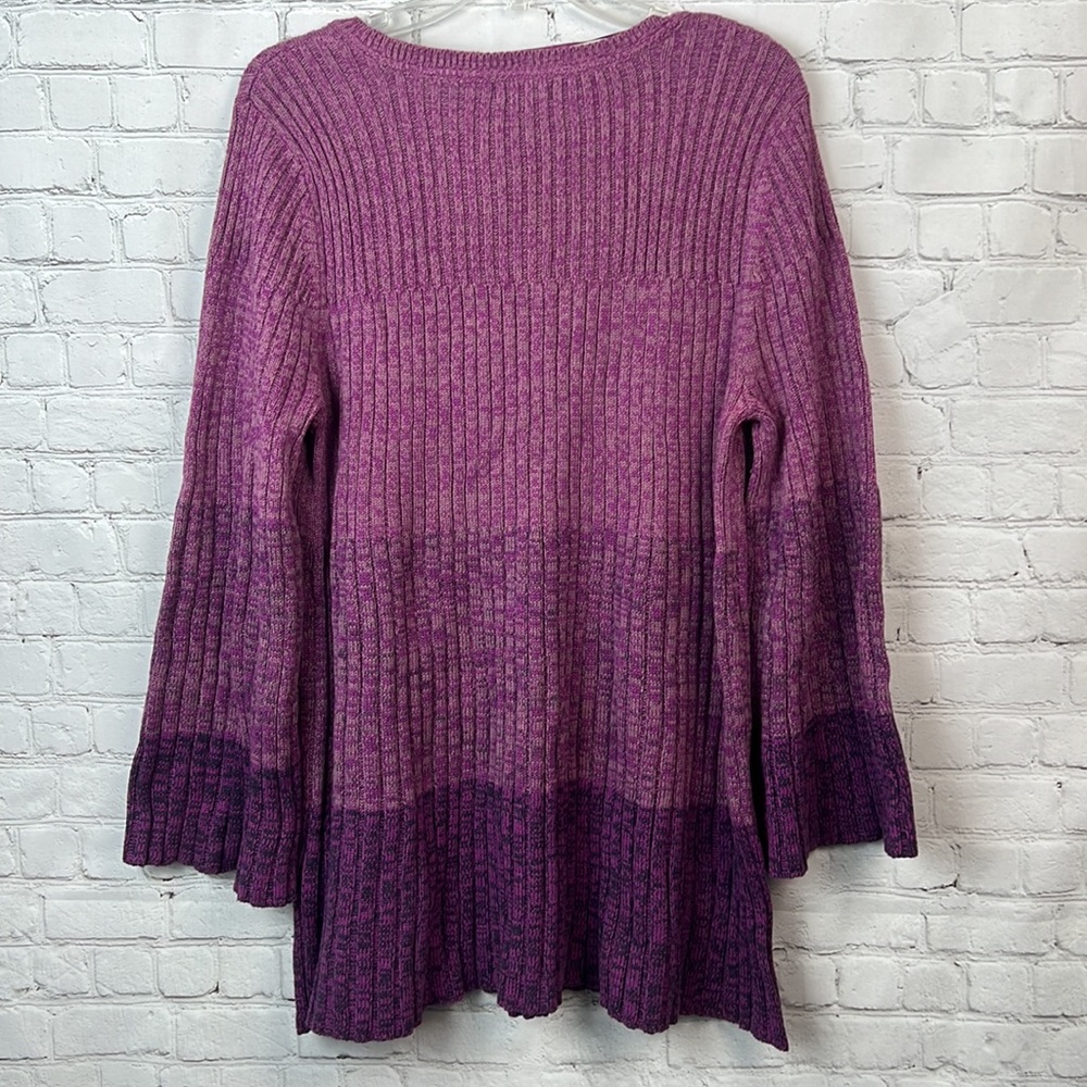 Style & Co Purple Color Block Bell Sleeve Tunic Sweater Size XL - Picture 5 of 5